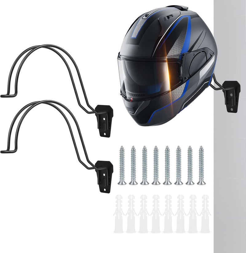 TVKB Motorcycle Helmet Holder Wall Mount Multifunctional Metal Hanger Rack Motorcycle Accessories for Hats Mask Garage 2pack - Image 1
